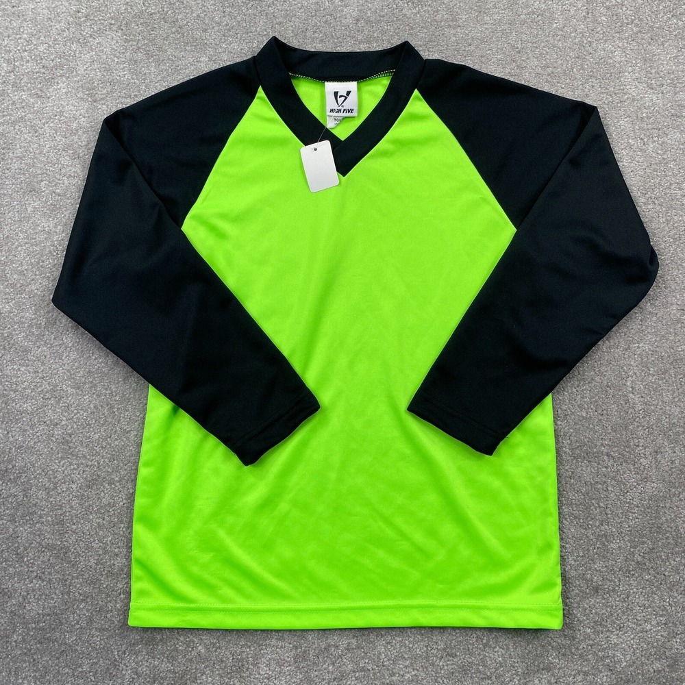 High‎ Five Youth Sportswear V-Neck Soccer Jersey Size M Green Black